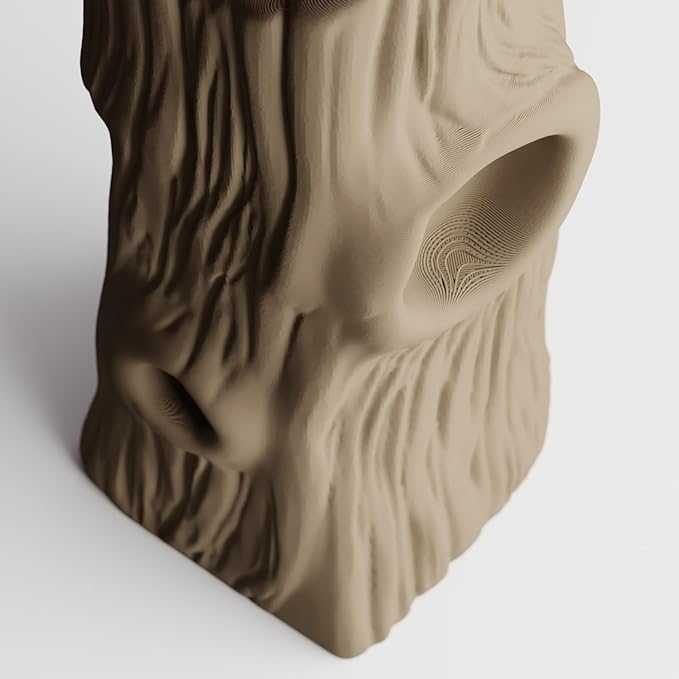 3D Printed Tree Trunk Vase, Realistic Bark Texture Sculptural Vase, Asymmetric Planter for Dried Flowers, Natural Wood Look Home Decor (2.87"x 2.76" x 7.87")