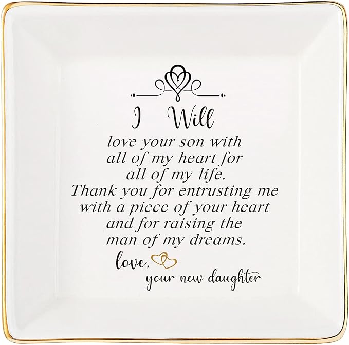 Mother of the Groom Ring Dish - Thank You For Raising The Man Of My Dreams, Mom Gifts for Mother in Law at Wedding, Bridal Shower Gifts