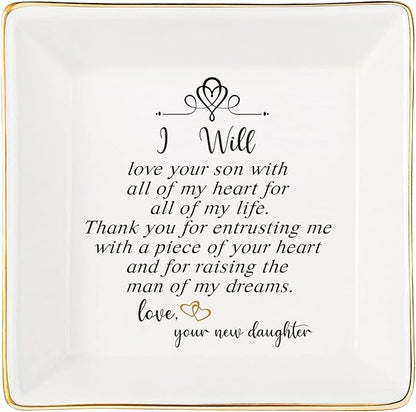 Mother of the Groom Ring Dish - Thank You For Raising The Man Of My Dreams, Mom Gifts for Mother in Law at Wedding, Bridal Shower Gifts