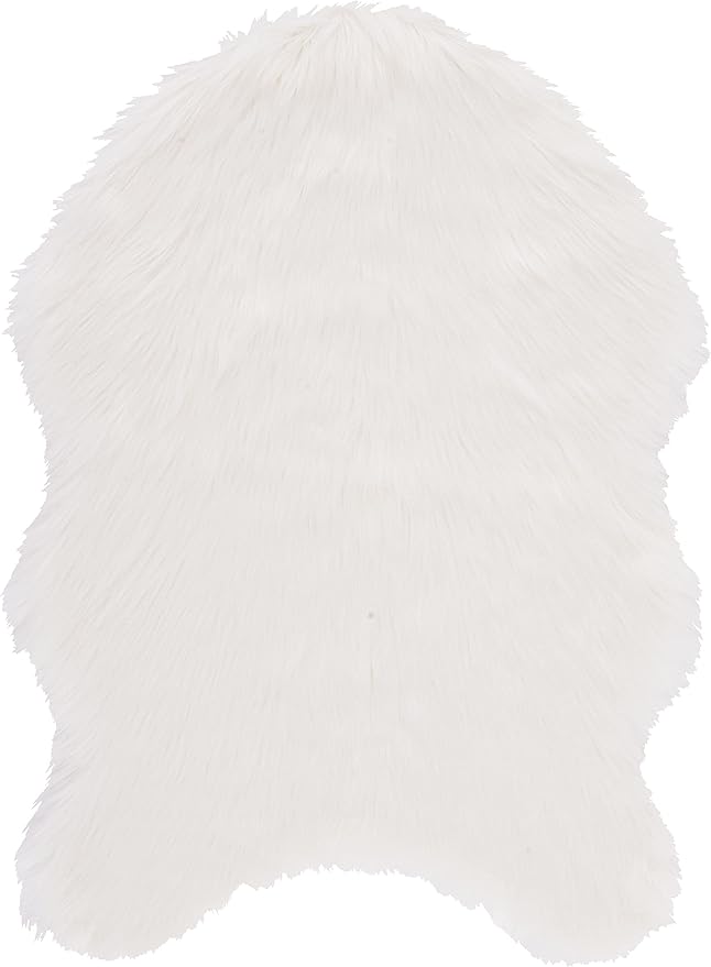 SAFAVIEH Faux Sheep Skin Collection 2' x 3' Ivory FSS115A Silken Glam 2.35-inch Thick Accent Rug