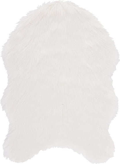 SAFAVIEH Faux Sheep Skin Collection 2' x 3' Ivory FSS115A Silken Glam 2.35-inch Thick Accent Rug