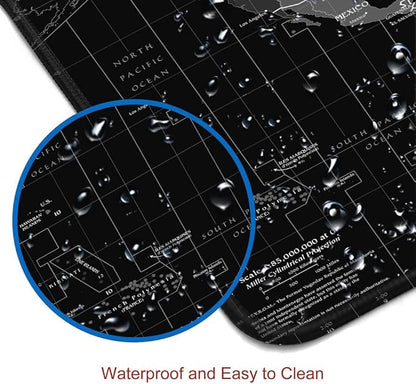 Large Gaming Mouse Pad, Long Mouse Pads for Desk, Desk Keyboard Mouse Mat, Non-Slip Base Mousepad for Laptop, Office, Home, 31.5" x 11.8"- Black World Map