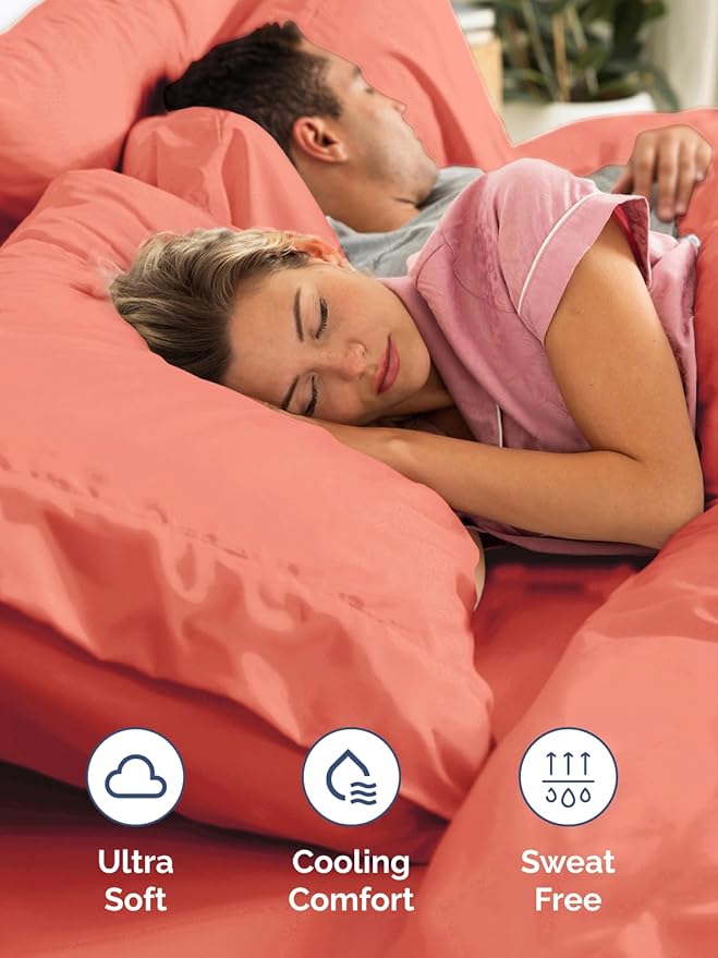 Extra Deep Twin XL Sheet Set - 4 Piece Breathable & Cooling Sheets - Hotel Luxury Bed Sheets Set - Easy & Secure Fit - Soft, Wrinkle Free & Comfy Sheets Set - Coral Sheet Set with Extra Deep Pockets