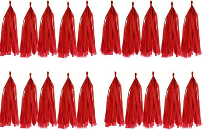30pcs Paper Tassels Garland Banner Tissue Paper Tassel DIY Hanging Paper Decorations Party Tassel Garland Decor Baby Shower Nursery Wedding Festival Baby Shower Decoration(30, red)