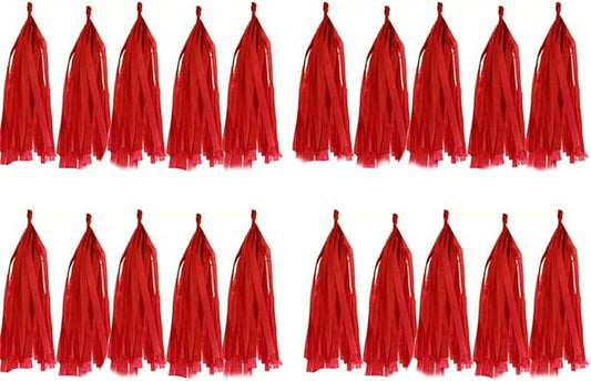30pcs Paper Tassels Garland Banner Tissue Paper Tassel DIY Hanging Paper Decorations Party Tassel Garland Decor Baby Shower Nursery Wedding Festival Baby Shower Decoration(30, red)
