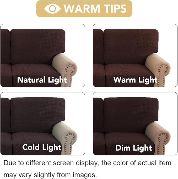 H.VERSAILTEX Multi-Pieces Loveseat Covers for 2 Cushion Couch High Stretch Couch Cushion Covers Jacquard Textured Twill Fabric(2 Seat Covers Plus 2 Back Cushion Covers, Chocolate)