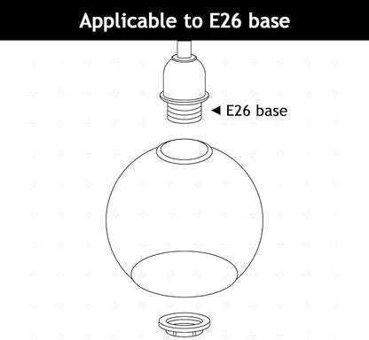 Diameter 9.84 Inch, Height 8.46 Inch,E26 Base 1-5/8 Inch Fitter,Double Hole White Glass Spherical Lampshade For Pendant lLmps And Floor Lamps