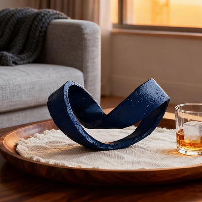 Modern Blue Geometric Sculpture, Navy Blue Knot Home Accent Decor, Multi-Angle Abstract Art Statue for Coffee Table, Bookshelf, Living Room, Office - Resin Artistic Knot Decor for Home and Office