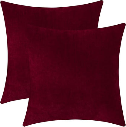 Jeneoo Santa Red Decorative Throw Pillow Covers Soft Chenille Comfy Square Couch Cushion Cases for Living Room Sofa Decor (Set of 2, 14 x 14 Inches)