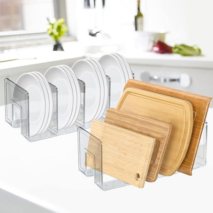 SAYEEC Acrylic File Holder, Clear File Sorter Desk File Organizer, Sturdy Desktop File Folder Organizer Rack for Envelopes Mail Letter Paper Notebook Electronics Office Supplies (4 Sections, 4 Pack)