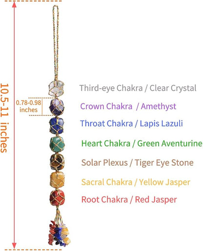 Anjiucc 7 Chakra Healing Crystals Feng Shui Hanging Ornament Car Ornament Meditation Hanging Ornament Window Ornament for Home Decor Party Decor
