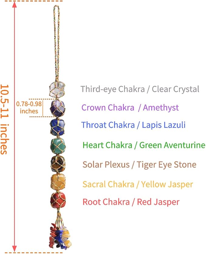 Handmade Hanging Ornaments Colorful Thread 7 Chakra Stones for Home Decoration Feng Shui Ornament