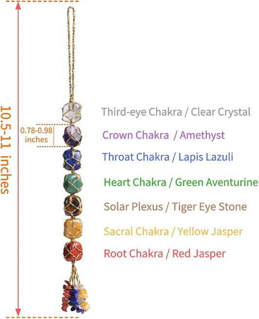 Handmade Hanging Ornaments Colorful Thread 7 Chakra Stones for Home Decoration Feng Shui Ornament