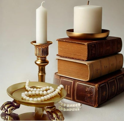 Plated Brass Clawfoot Dish - Candle Tray - Vintage Decor - Brass Candle Holder - Pedestal Tray - Candle Ring Trinket Dish