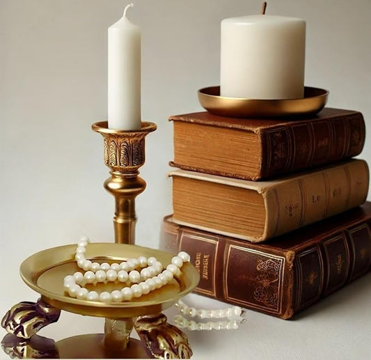 Plated Brass Clawfoot Dish - Candle Tray - Vintage Decor - Brass Candle Holder - Pedestal Tray - Candle Ring Trinket Dish
