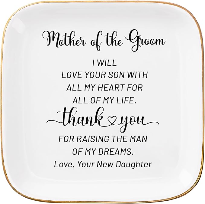 Mother of Groom Jewelry Dish Ring Plate - Thank You for Raising of My Dreams, Wedding Gifts for Mother of The Groom Christmas Birthday from Bride