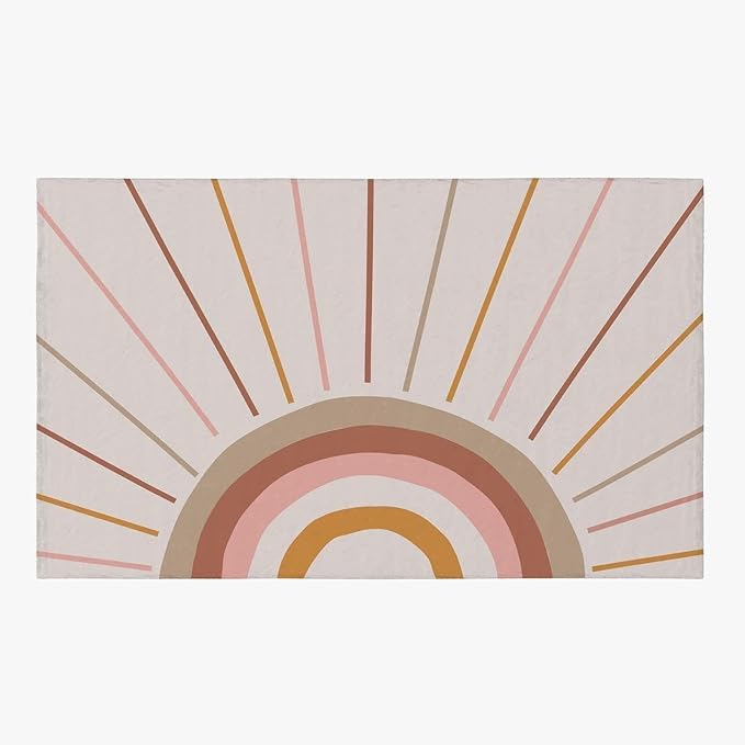 Mid Century Rainbow Area Rug, Modern Boho Rainbow The Lines Art Home Decor Rug, Indoor Non-Slip Kids Rugs, Machine Washable Breathable Durable Carpet for Front Entrance Floor Decor,4 x 6ft