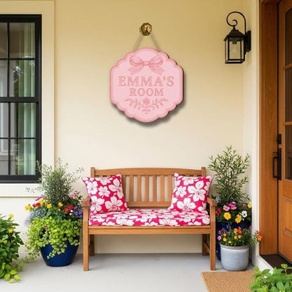 Custom Door Sign With Pink Bow, Personalized Baby Room Wall Decoration, Inspired Entry Display, Elegant Pastel Name Plaque, Charming Gift For New Parents Doorsign_281125_SR6_2