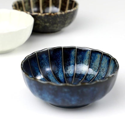 Asayu Japan Lotus Incense Holder for Sticks 4.1 inch (105 mm), Traditional Made in Japan Ceramic Ash Catcher and Brass Incense Burner Set - Navy Dark Blue Lotus