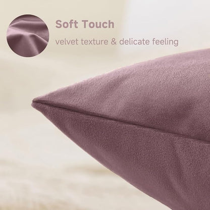 QUORGVES Dusty Pink Velvet Pillow Covers 20x20 Inch Set of 2, Soft Solid Decorative Square Throw Pillow Covers, Decor Cushion Covers for Bed Sofa Couch Bedroom Living Room