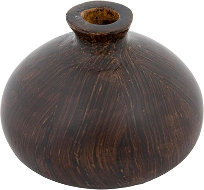 Decorative Paulownia Wood Vase, Espresso Finish