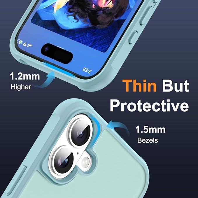 Compatible with iPhone 16 Case with Invisible Magnetic O-Ring Stand Military-Grade Translucent Case for iPhone 16 6.1" [Compatible with Mag-Safe][Great Grip Feeling], Blue