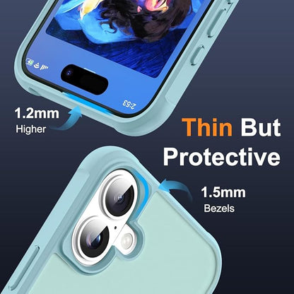 Compatible with iPhone 16 Plus Case with Invisible Magnetic O-Ring Stand Military-Grade Translucent Case for iPhone 16 Plus 6.7" [Compatible with Mag-Safe][Great Grip Feeling], Blue