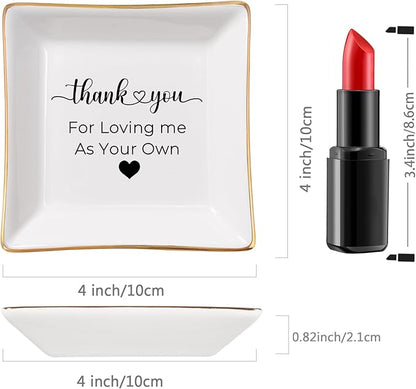 Bonus Mom Gifts for Step Mom Ring Dish Jewelry Tray for Mother in Law Birthday Mothers Day Valentine's Christmas Stepmom Gift, Thank You for Loving Me As Your Own Mother in Law Wedding Gifts