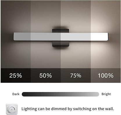 Bathroom Vanity Light Brushed Nickel Square LED 24 inch 14W 4000K Natural White Light Wall Bar Lighting Fixtures Over Mirror (Matte Black, 24inch 4000K Dimmable)