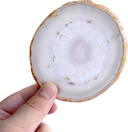 Agate Coasters Set of 4 3-4'',Crystal Geode Stone Coasters with Rubber Bumpers,Agate Slices for for Drink Home Decor, Coffee Table, Bar Accessories,Birthday Gift