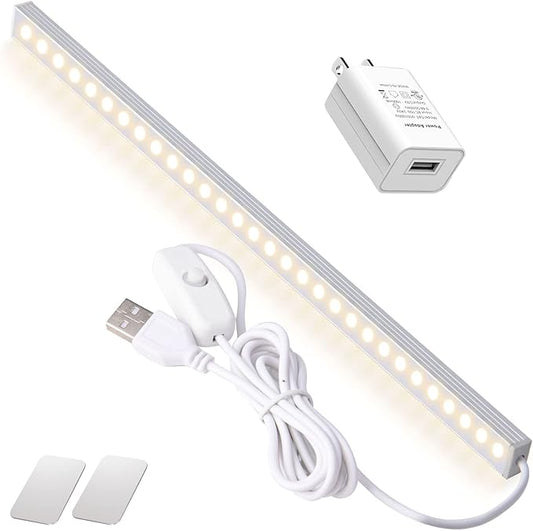 12 Inch Under Cabinet Light, Closet Light - Magnetic & Stick Mount, Flicker-Free Eye-Care Lighting, USB Powered Bright Lights for Kitchen, Room,Shelf (AC Adapter Included)