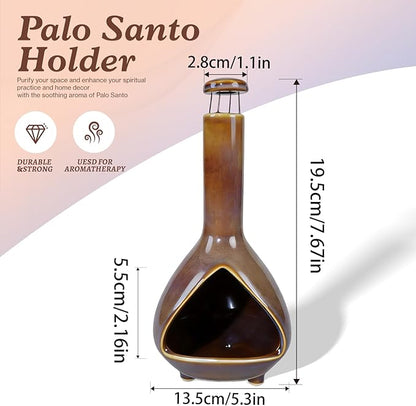Ceramic Palo Santo Holder - High Temperature 1200°C Mini Chiminea for Sage, Incense & Palo Santo Sticks - Elegant Gradient Glaze Design for Energy Cleansing, Yoga, Meditation & Aromatherapy