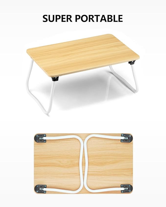 Portable Lap Desk Bed Desk Lap Table Bed Table, Laptop Stand Breakfast Serving Tray, Foldable & Lightweight Mini Table, Lap Tablet Desk for Sofa Couch Floor - - Wood