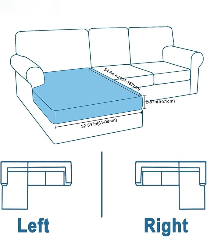 Smiry Printed Couch Cushion Covers, Stretch Soft Sectional Couch Covers, L Shape Washable Chaise Lounge Sofa Slipcover Non-Slip Furniture Protector for Indoor and Outdoor (Chaise, Dark Grey)