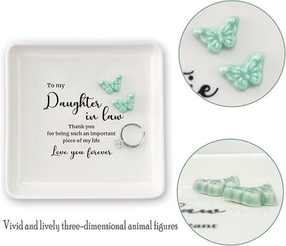 HOME SMILE Daughter in Law Gifts from Mother in Law-Butterfly Ring Dish for Daughter in Law Birthday Christmas Valentines Mother's Day Wedding Gift