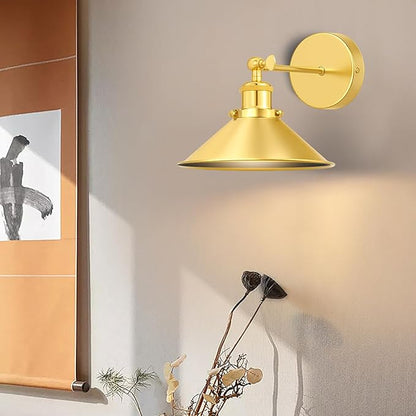 Gold Battery Operated Wall Sconce Set of 2,Vintage Wireless Wall Sconces with Remote,Dimmable Led Wall Lights,Wall Lamp Fixture Indoor Bedroom Living Room Kitchen,LED Bulbs Included
