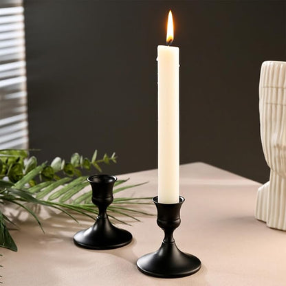 Vintage Black Taper Candle Holders Set of 2, Metal Candlestick Holders Elegant Handcrafted Décor for Weddings, Dining & Meditation,Table Centerpiece, Party, Christmas Decoration or Home Decor