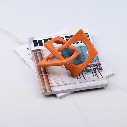 DOVDOV Geometric Cube Orange Knot Decorations, Geometric Sculptures, Modern Home Decorations for Home Decor Accents, Dining Tables, on Shelves, Consoles, entryway Tabletop centrepieces