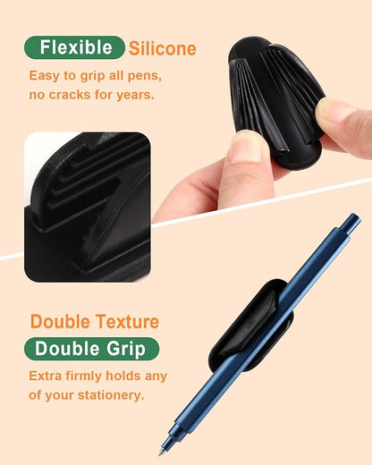 Adhesive Pencil Holders for Desk Set of 10 - Silicone Pen Holder with 15 PCS Upgraded Adhesive Pads - Flexible Pencil Holder for Walls Clipboards, Office Essentials Accessories Teacher Supplies