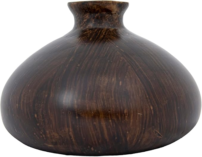 Decorative Paulownia Wood Vase, Espresso Finish