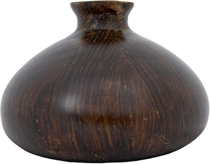 Decorative Paulownia Wood Vase, Espresso Finish