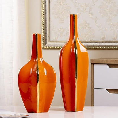 GIZNXBA Ceramic Vases Set of 2 Clay Vase for Flowers, Modern Bud Vase Ceramic, Abstract Decorative Vase Set for TV Cabinet Living Room Office Kitchen Home Wedding