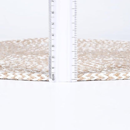 Hausattire Jute Braided Placemats 14 Inches Round Set of 4 Reversible Handwoven Boho Vintage Placemats for Kitchen Dining Tables|BBQ's Thanksgiving Decor Weddings Indoor & Outdoor Parties|Off-White