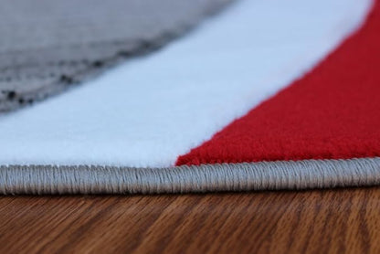 Masada Rugs Sophia Collection Hand Carved Round Area Rug Modern Contemporary Red Grey White Black (4 Feet X 4 Feet) Round
