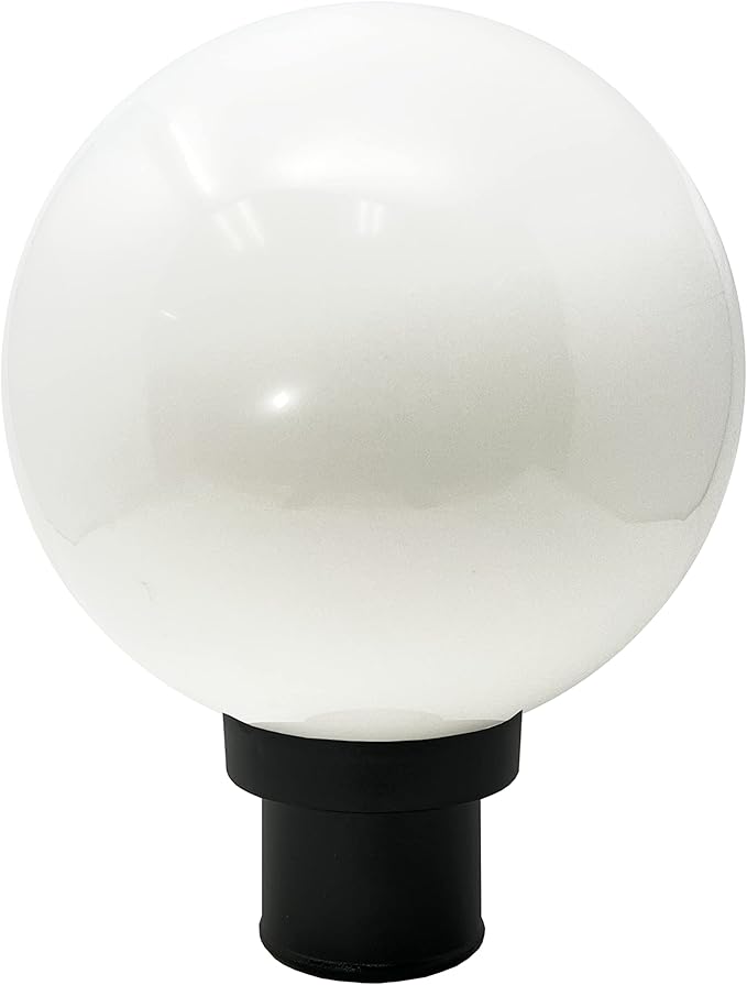 KASTLITE Lamp Post Globe Combo Lighting Fixture | 10" White Acrylic Lens with Black Fitter & Twist Lock Mounting | Fits 3" Diameter Posts (Not Included) | Comes with with 5000K LED Bulb