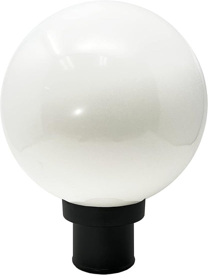KASTLITE Lamp Post Globe Combo Lighting Fixture | 10" White Acrylic Lens with Black Fitter & Twist Lock Mounting | Fits 3" Diameter Posts (Not Included) | Comes with with 5000K LED Bulb