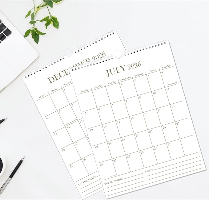 2026 Wall Calendar - 18 Months Calendar from January 2026 - June 2027, Calendar 2026 with Thick Paper, 8.5" x 11", Vertical Calendar, Golden