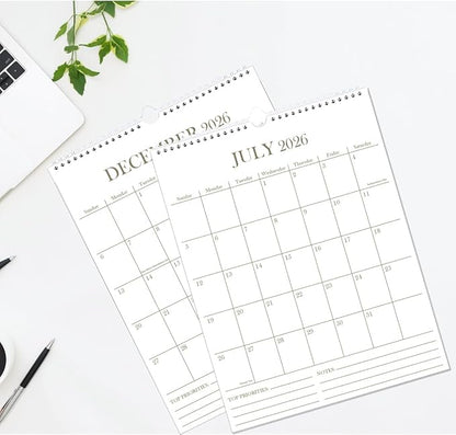 2026 Wall Calendar - 18 Months Calendar from January 2026 - June 2027, Calendar 2026 with Thick Paper, 8.5" x 11", Vertical Calendar, Golden