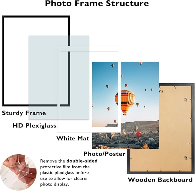 19.7x27.6 Puzzles Frame for 50x70 cm Puzzle Poster Photo Picture, Display 18x24 with Mat or 19.7 x 27.6 without, Wall Hanging 19.7 by 27.6 inch 1000 Pieces Puzzles Frame, 2 Pack, Black