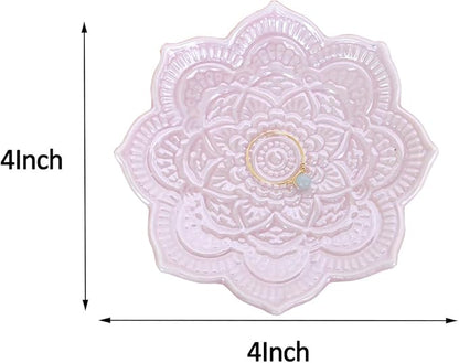 PUDDING CABIN Pink Mandala Ring Dish, Birthday Gift for Female Women Friend Mom Girls